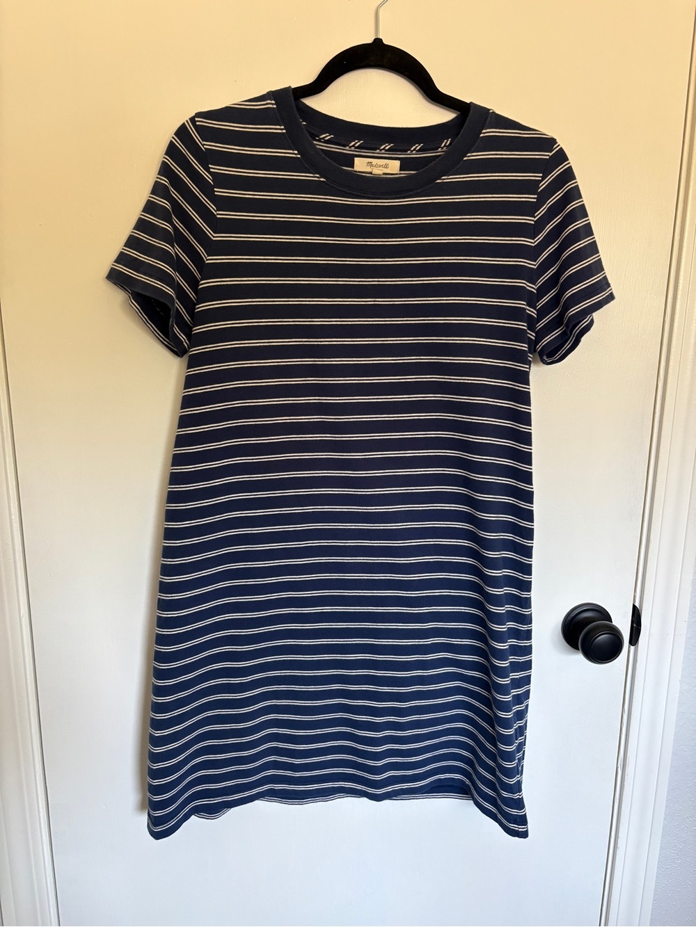Madewell Navy and White Striped T-Shirt Dress